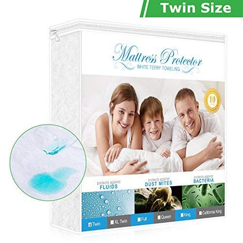 Adoric Life Premium Mattress Protector Twin Size, 100% Waterproof Mattress Cover with Cotton Terry Surface, Dust Mite Proof, Vinyl-free and Breathable