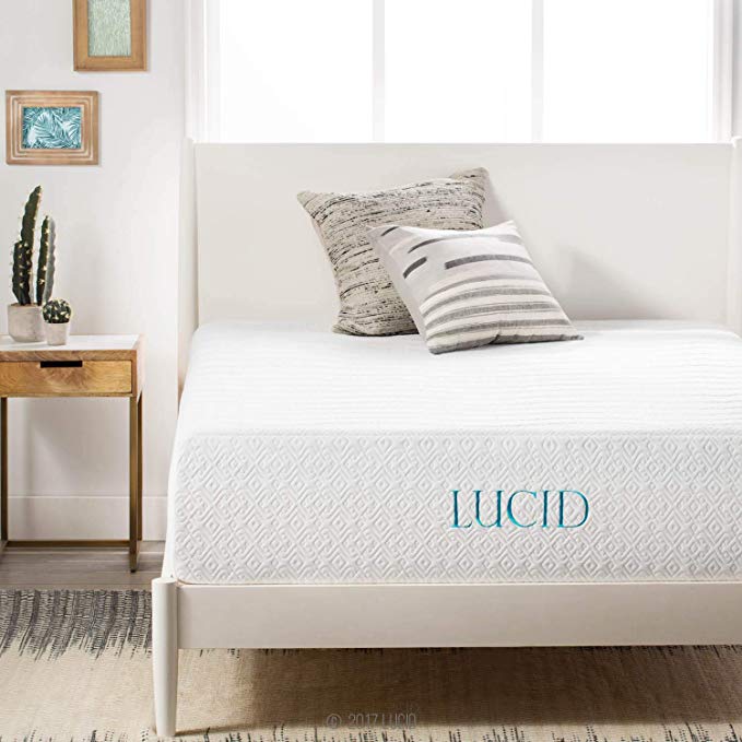 LUCID 14 Inch Plush Memory Foam Mattress - Ventilated Gel Memory Foam + Bamboo Charcoal Infused Memory Foam - CertiPUR-US Certified - 10-Year U.S. Warranty - Queen