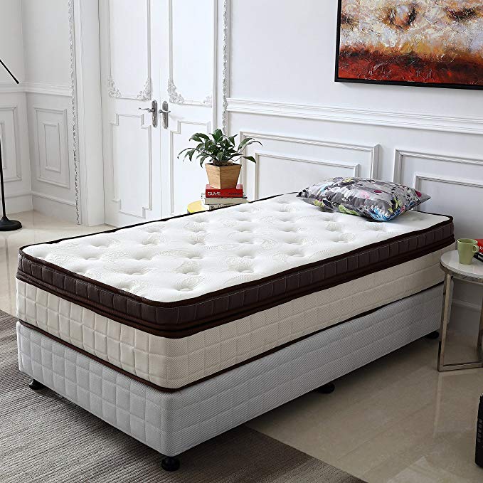 Le Confort 11 Inches Bed Mattress with Cool Gel Memory Foam Pillow Top Pocket Spring Mattress California Fire Resistant Standard Design Bedroom Furniture Compression Roll Foam Mattress Twin Size