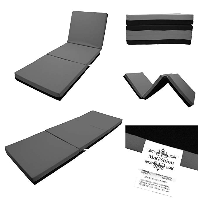 Magshion 4 Inch Memory Foam Tri-fold Mattresses Floor Bed - Twin Size (Dark Grey)