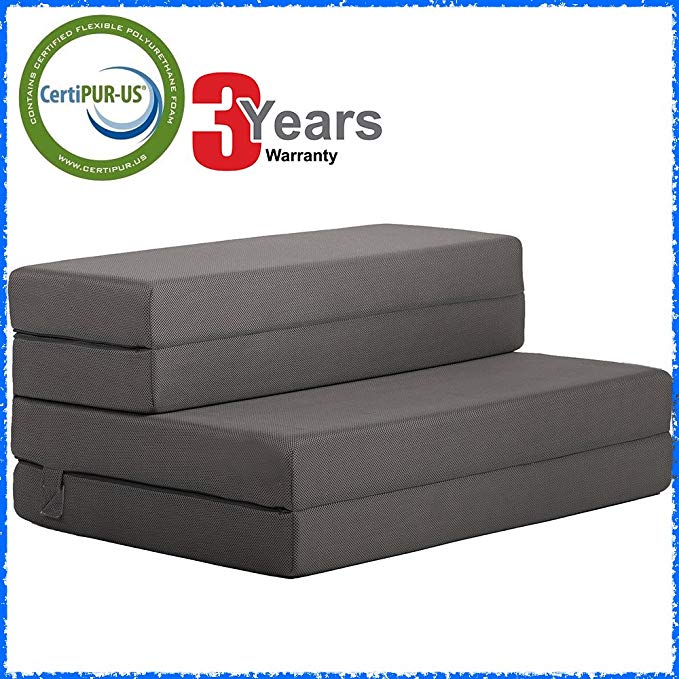 Portable Mattress Sofa Folding Bed Lightweight and Portable Ultra Soft Removable Cover with Non Slip Bottom 4 inch Thick-Queen