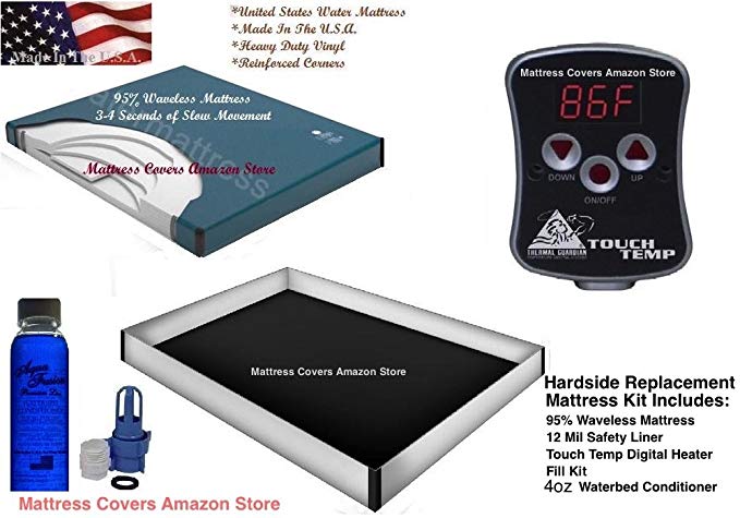 California King 95% waveless waterbed mattress with 12 mil liner, digital heater & Fill kit with conditioner