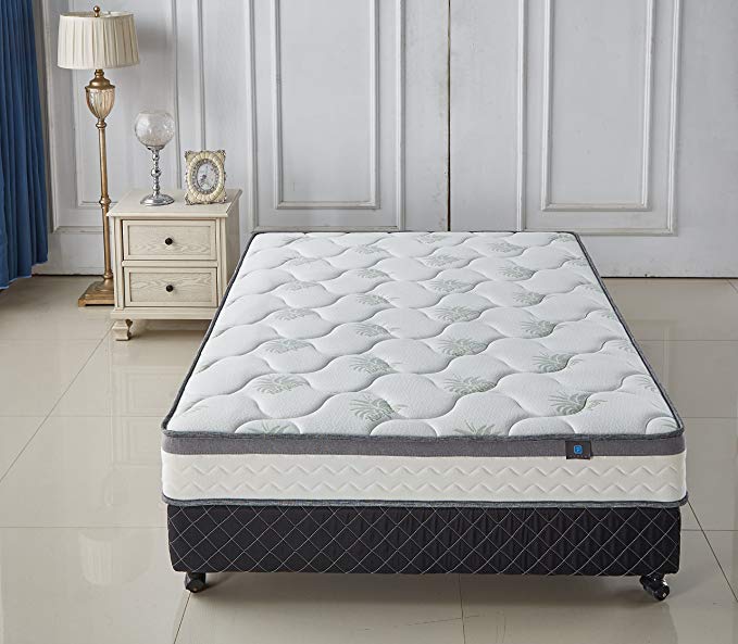 Aloe Vera 9 Inch Memory Foam & Spring Twin Mattress - Cool & Gel Infused - Plush Double Layered, Twin